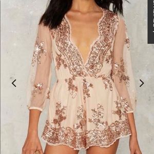 Rose gold sequin romper
